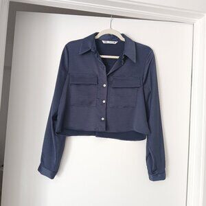 ZARA Satin Effect Cropped Shirt